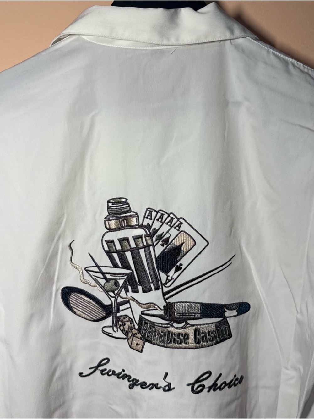 Big Brother White Retro Bowling Shirt XL Casino Embroidered NWT